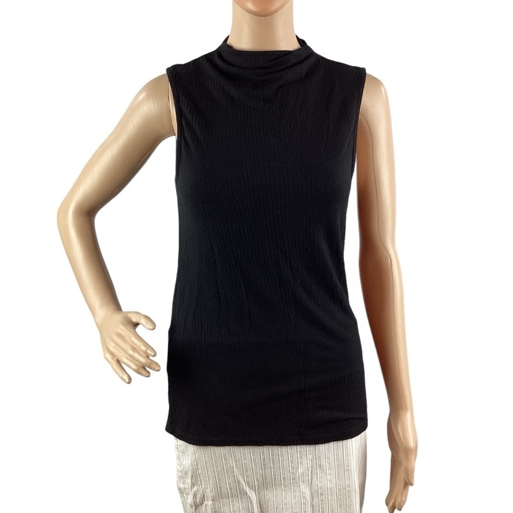 H&M Ribbed Tank High Neck Size 6 Black